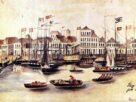Vista do porto de Rio Grande em 1851, aquarela de Herrmann Rudolf Wendroth, ilustrando artigo Os primeiros anos da fotografia no Rio Grande do Sul.