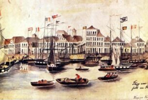 Vista do porto de Rio Grande em 1851, aquarela de Herrmann Rudolf Wendroth, ilustrando artigo Os primeiros anos da fotografia no Rio Grande do Sul.